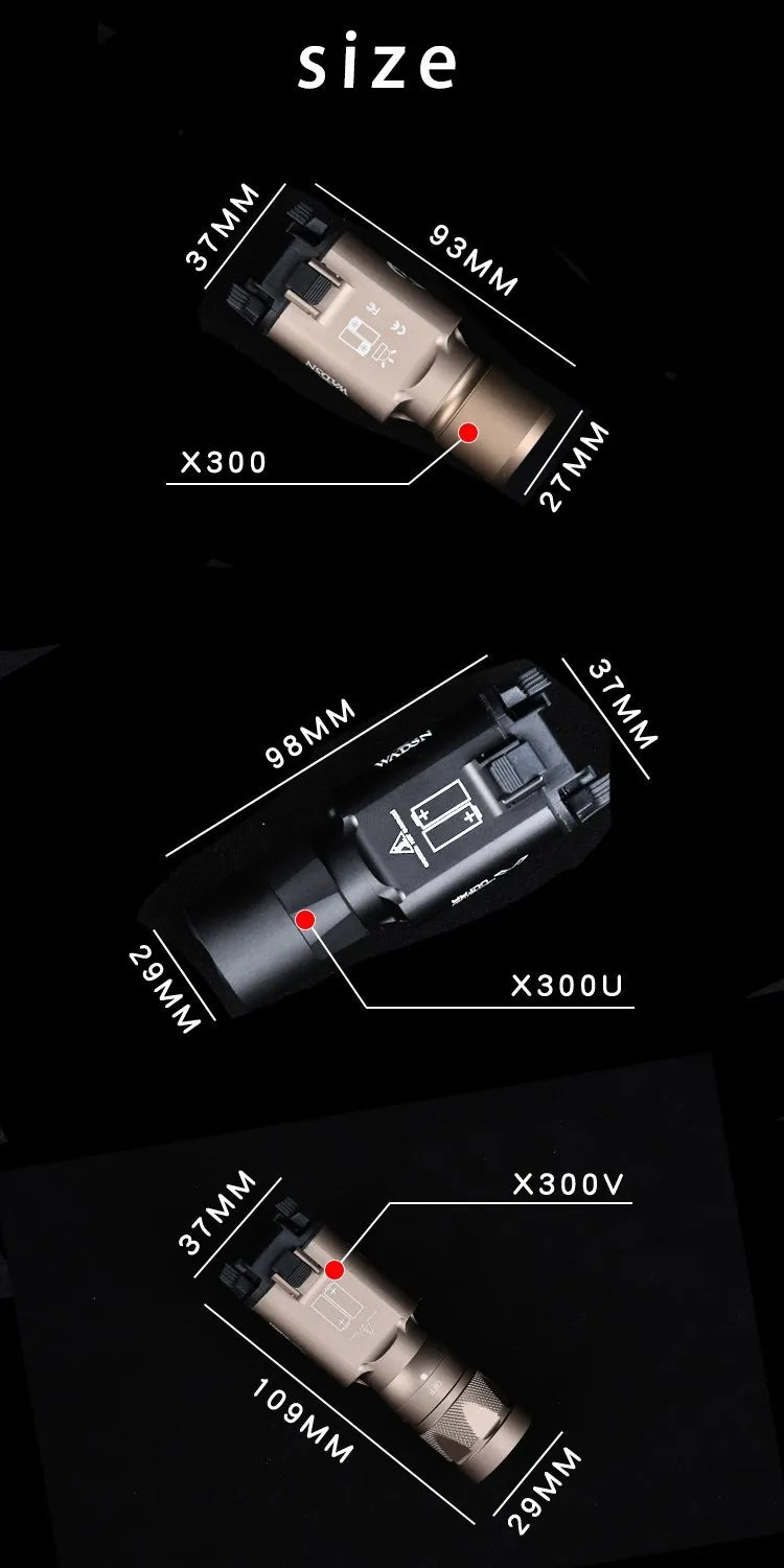 WADSN Tactical Surefir X300 X300U Ultra X300V Pistol Scout Light Rifle Airsoft Weapon Gun Strobe Flashlight Glock G17 19 Torch