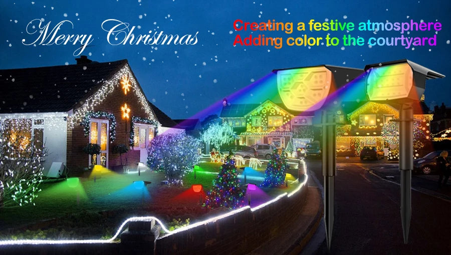 20/18LEDs RGB Solar Light Outdoors Landscape Spotlights Color Changing 2 In 1 Wireless Waterproof Solar Wall Lamp Patio Garden