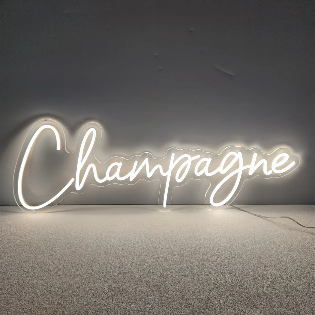 Champagne Neon Light Sign LED Wall Room Home Party Bar Cabaret Birthday Wedding Decoration Wall Hanging LED Neon Sign Night Lamp