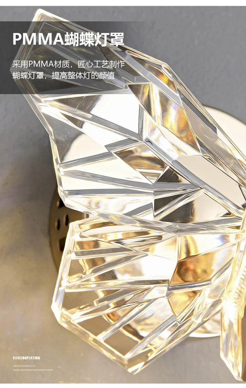 Nordic LED Butterfly Wall Lamp Indoor Lighting Bedside Wall Sconce Lamp For Living Room Corridor Stairs Hanging Light Decoration