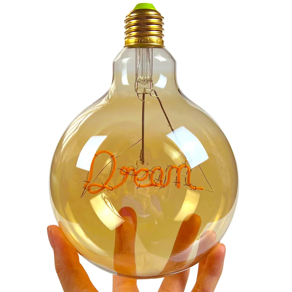 TIANFAN Vintage Led Bulb G125 Big Globe Alphabet Love Home Drem Hello 110V 220V E26 E27 Decorative Edison Bulb Pendant Bulb