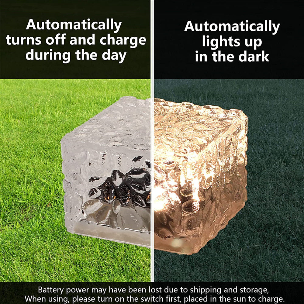 Solar Garden Lights Outdoor Paver Square Brick Ice Cube Sunlight Patio Walkway Pathway Step Solar Lamp Christmas Holiday Decor