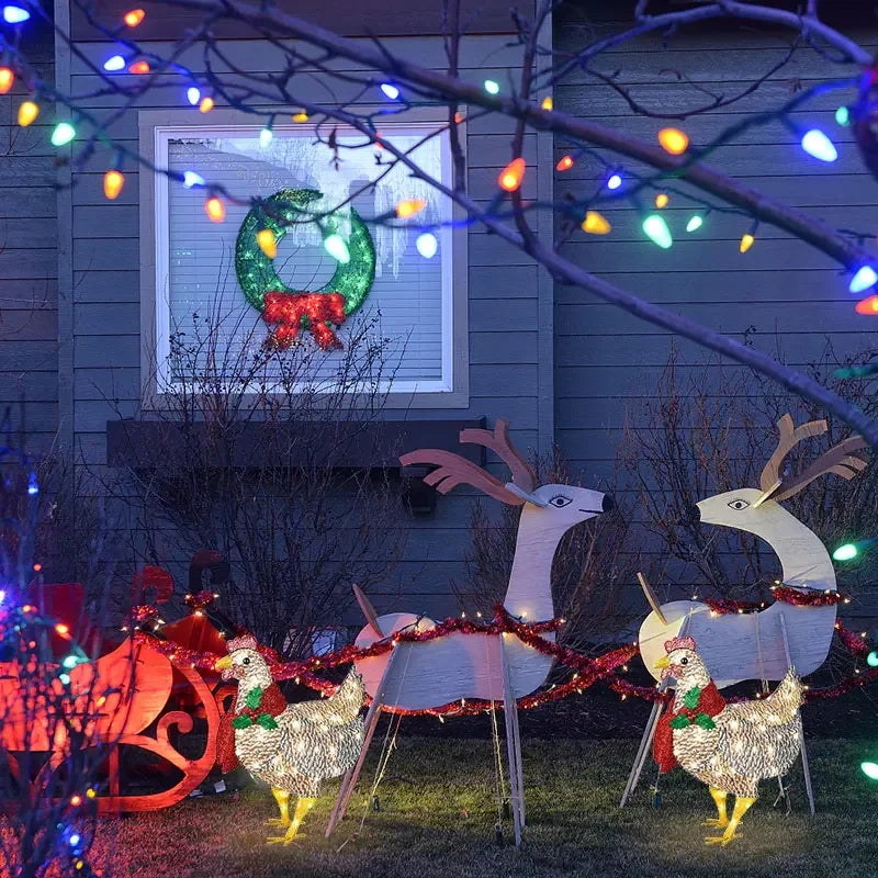 Courtyard Christmas Led Night Lights Solar Light Outside Garden Decoration Ornaments Chicken Hen Glowing Pastoral Chickens Lamps