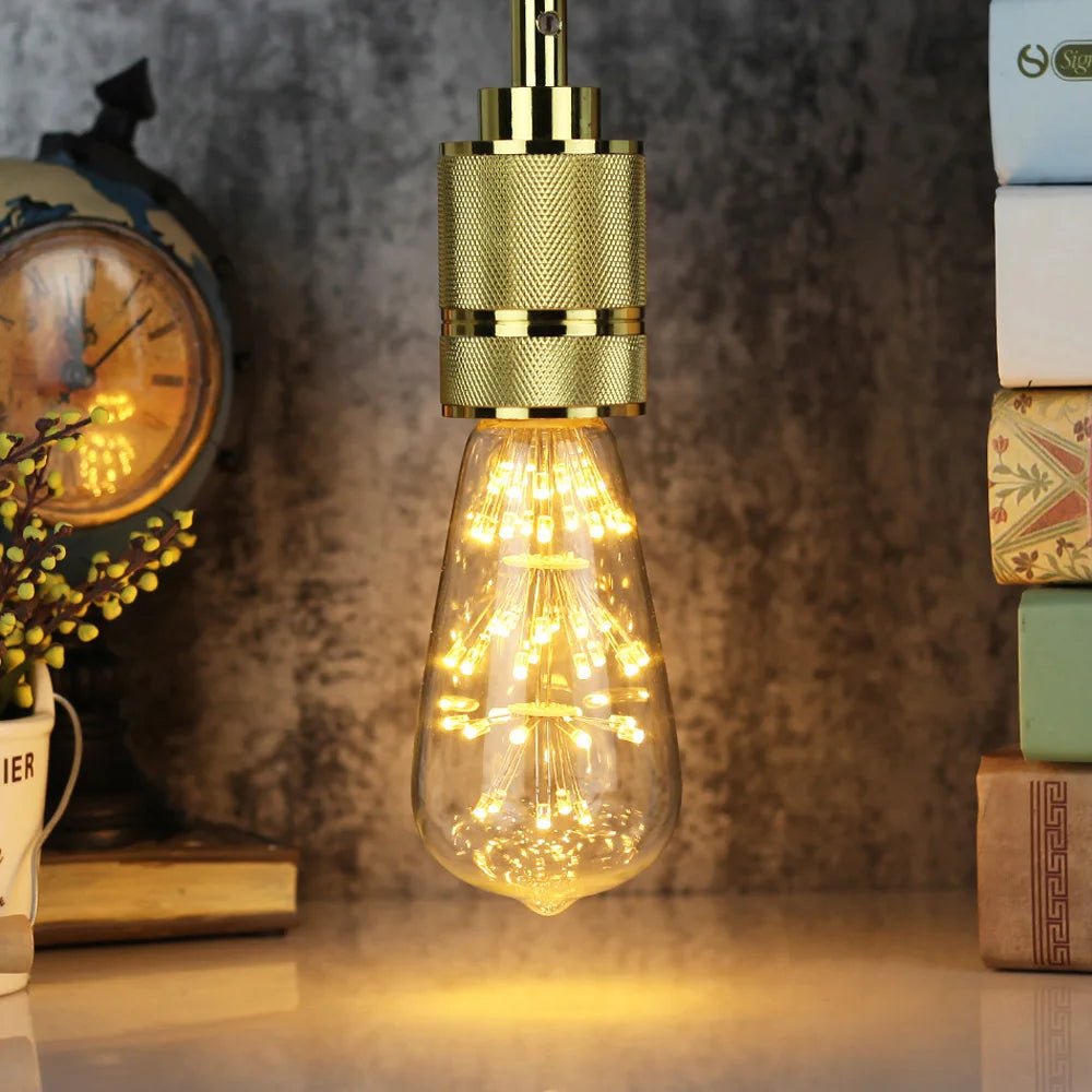 TIANFAN Edison Bulb ST64 Vintage Led Bulb 3W Starry Firework Decorative Light Bulb 110V 220V E26 E27 Teardrop