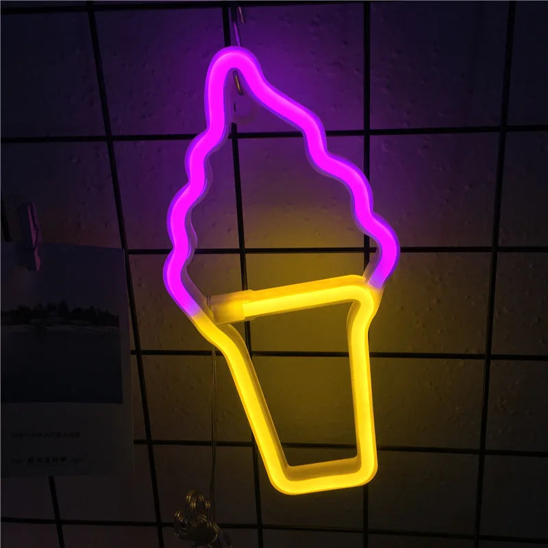 LED Neon Light Neon Sign Popsicle Lamp for Ice Cream Shop Pastry Display Restaurant Bar Holiday Decor Sign Christmas Night light