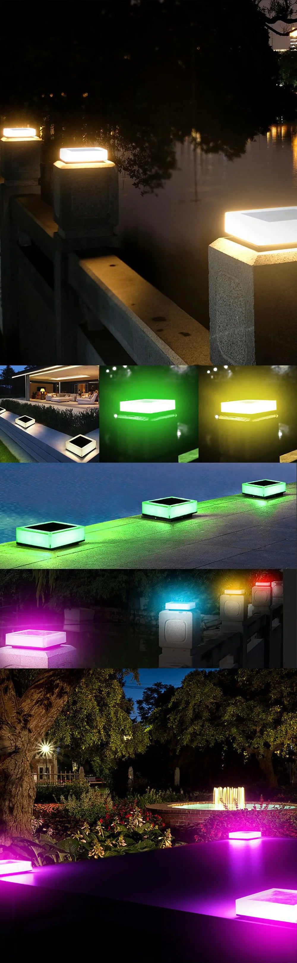 LED Solar Pillar Light Outdoor Garden Column Head Night Light for Courtyard Cottage Waterproof Solar Lamp Landscape Decoration