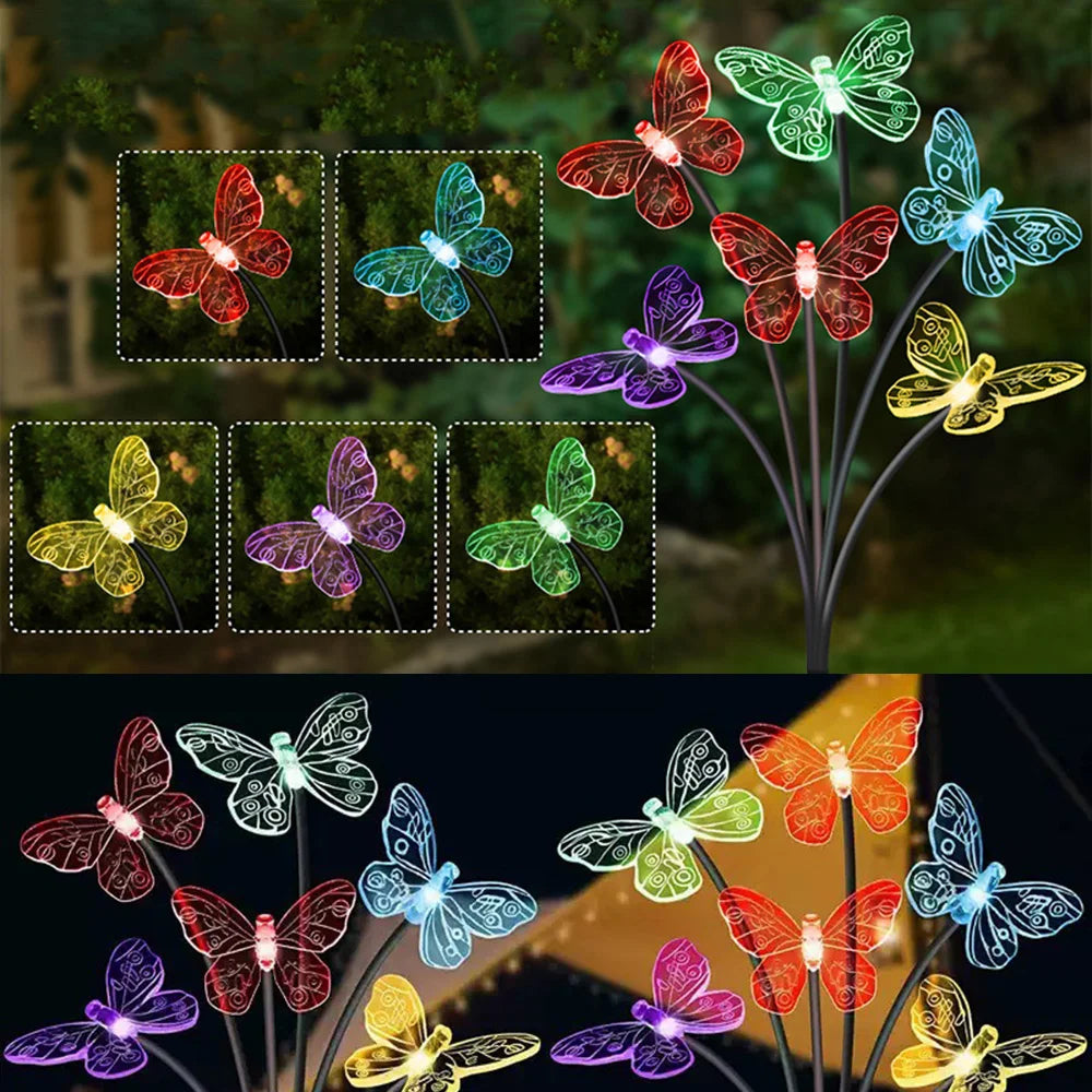 Solar Outdoor LED Lights Outdoor Waterproof Garden Landscape Lawn Light Butterfly Lights Lamp LED Home Decor Lamp 6/8/10heads 조명