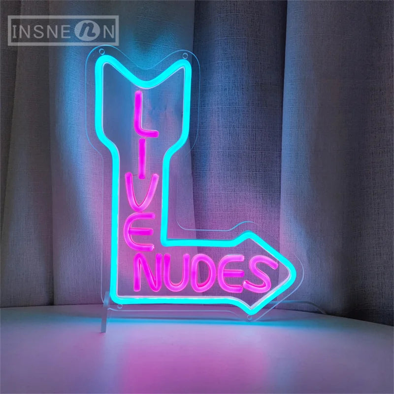Live Nudes Neon Sign USB Powered Wall Room Decoration LED Light for Men's Beer Bar Easy to Install Wall Art Decor Bedroom Decor