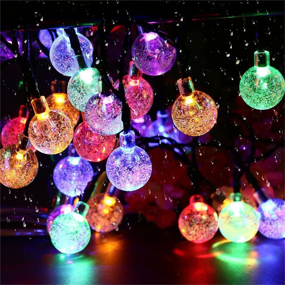 100 LED Solar Light Outdoor IP65 Waterproof String Fairy Crystal Ball Lamps Solar Garden Garlands Christmas Decoration 12M
