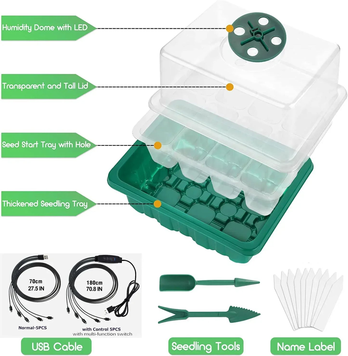 New Full Spectrum LED Growing Lamp Seed Starter Trays Greenhouse Growing Lamp for Indoor Plant Germinating Intelligent Control