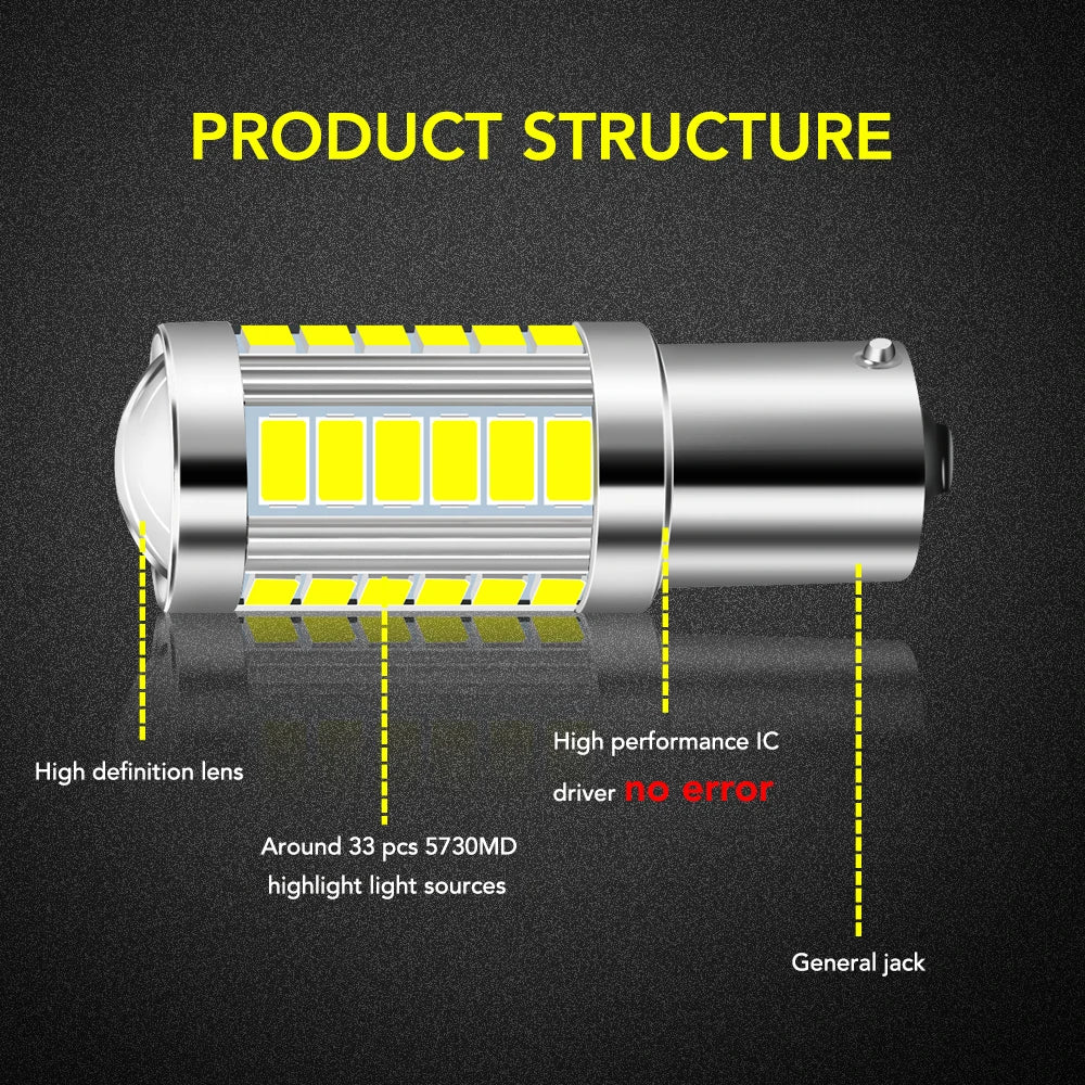 2pcs 1156 BA15S P21W LED Car Tail Bulb Brake Lights for Ford Focus MK2 MK3 ST RS Ecosport Ranger C-Max S-Max Fuga Escape Fiesta