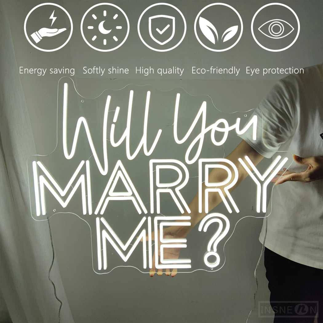 Will You Marry Me Neon Signs LED Wedding Mariage Decor Signboards Party Room Wall Decor Wedding Neon Sign with 12V Power Adapter