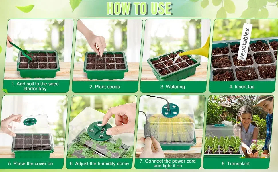 New Full Spectrum LED Growing Lamp Seed Starter Trays Greenhouse Growing Lamp for Indoor Plant Germinating Intelligent Control