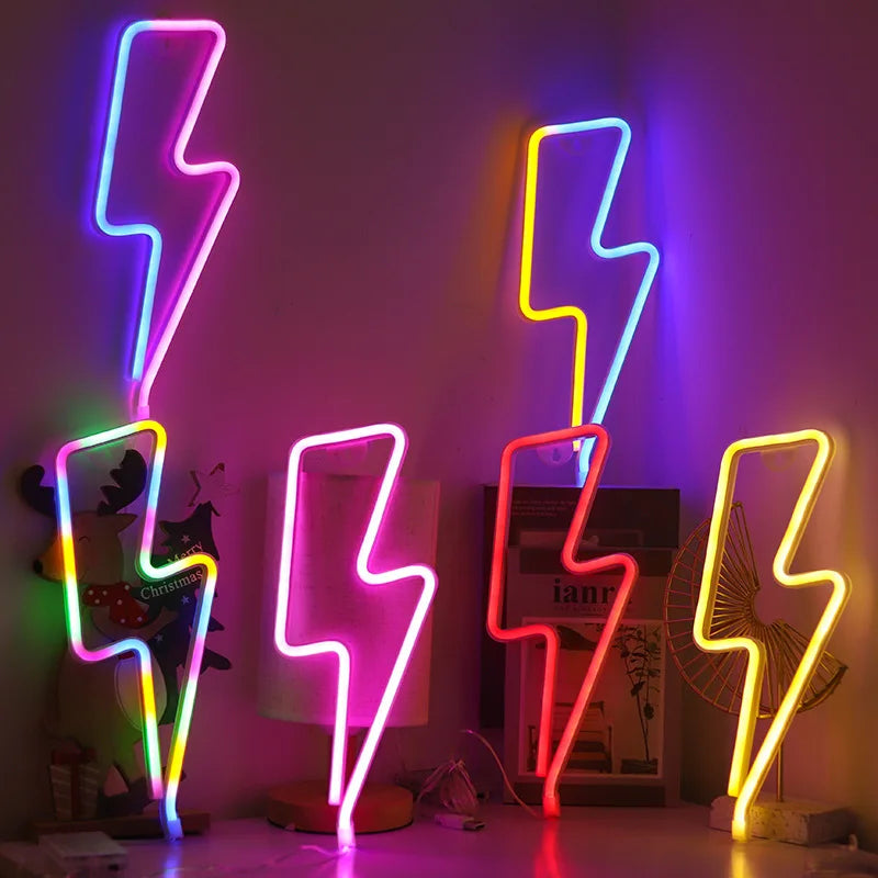 Colorful Lightning Neon Lamps Battery/USB Operation Night Lights Neon Light up Bar Bedroom Party Christmas Wedding Decoration