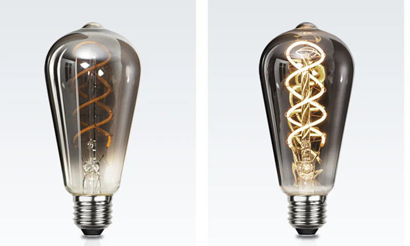 LED ST64 Smoky Gray E27 4W 6W 220V 110V Dimmable 2700K Warm GSpiral Filament Bulb Retro Vintage Decorative Lighting Edison Lamp