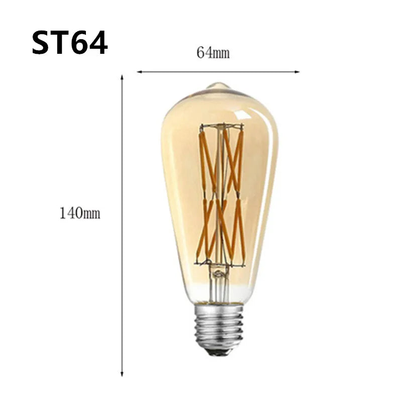 LED ST64 12W 16W DC 220V Warm White Yllow Dimmable Gold Filament Bulb E27 Light Vintage Edison Lamp Retro Gold Glass Appearance