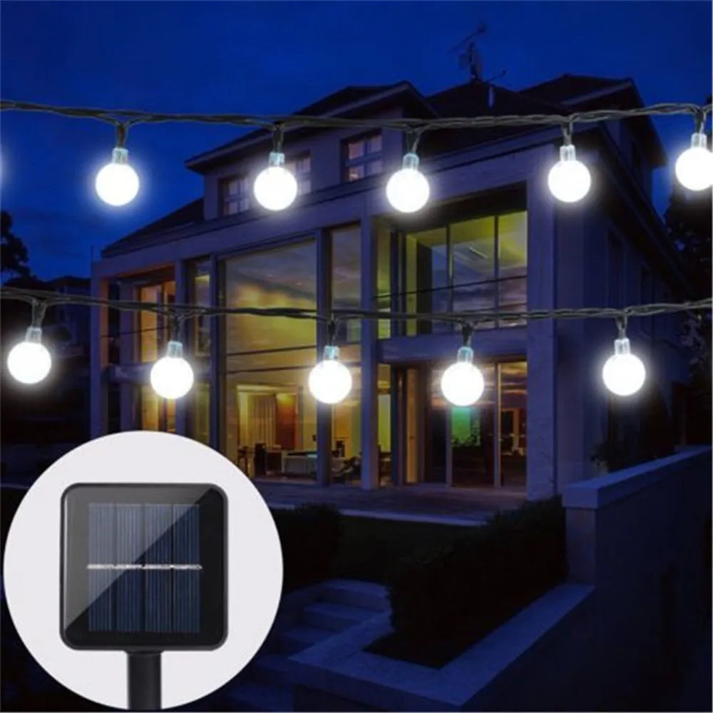 100 LED Solar Light Outdoor IP65 Waterproof String Fairy Crystal Ball Lamps Solar Garden Garlands Christmas Decoration 12M