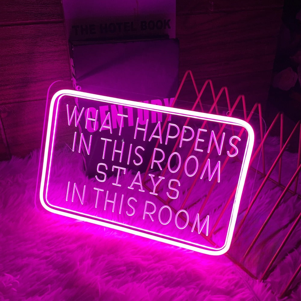 What Happens in This Room Stays in This Room Neon Sign Engrave Custom Led Lights for Bedroom Decoration Coffee Bar Wall Decor