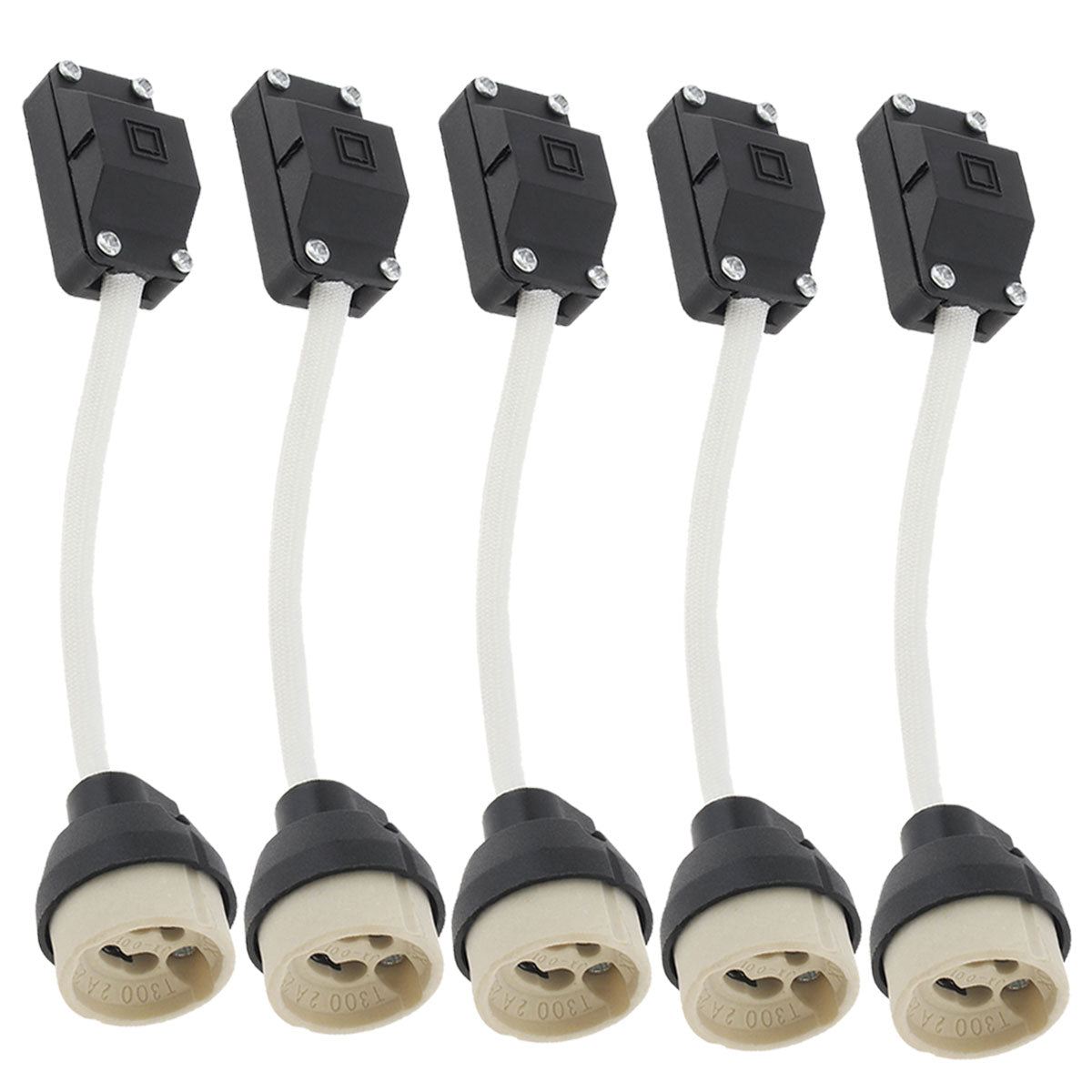 5pcs GU10 Lamp Holder 2A 250V Ceramic Lamp Bases Connector for LED Light Bulbs/Halogen Bulbs Downlight with Terminal Box Socket