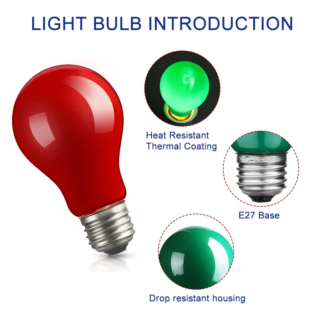 10pcs Colour LED Bulb E27 220V 2W A45 Lamp Red Blue White Yellow Pink PC Outdoor Camping Decoration Festival Colorful Bulb Lamp