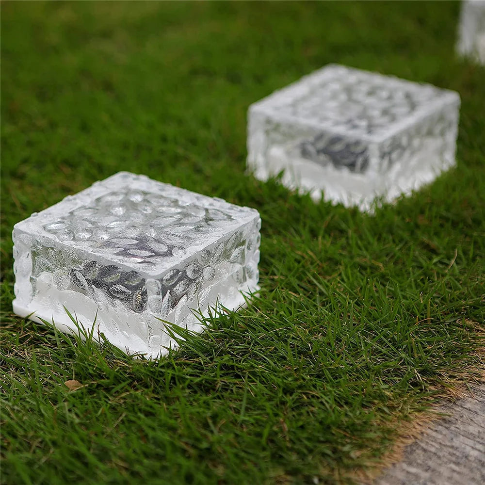 Solar Brick Ice Cube Light Outdoor Waterproof Path Stair Step LED Sunlight Garden Yard Pathway Party Christmas Landscape Lamp