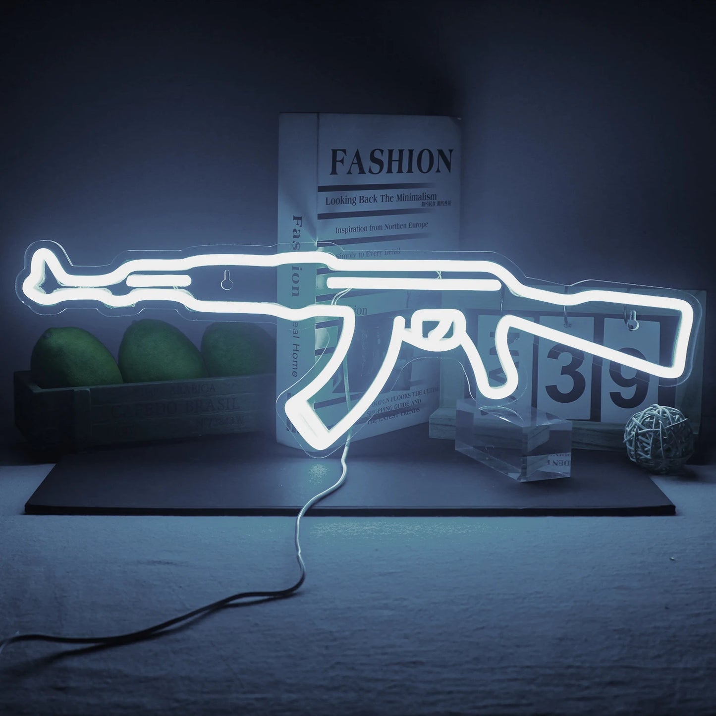 Gun Neon Sign art Neon Light Led AK 47 Cool Hanging Night Light Boys Playroom Home Store Party Personality BAR Wall Decor Lamps