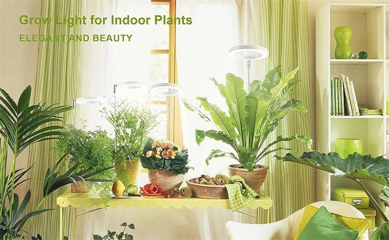 10" LED Ring Grow Lights for Indoor Plants Full Spectrum Large Plant Light for Indoor Plants USB Height Adjustable Growing Lamp