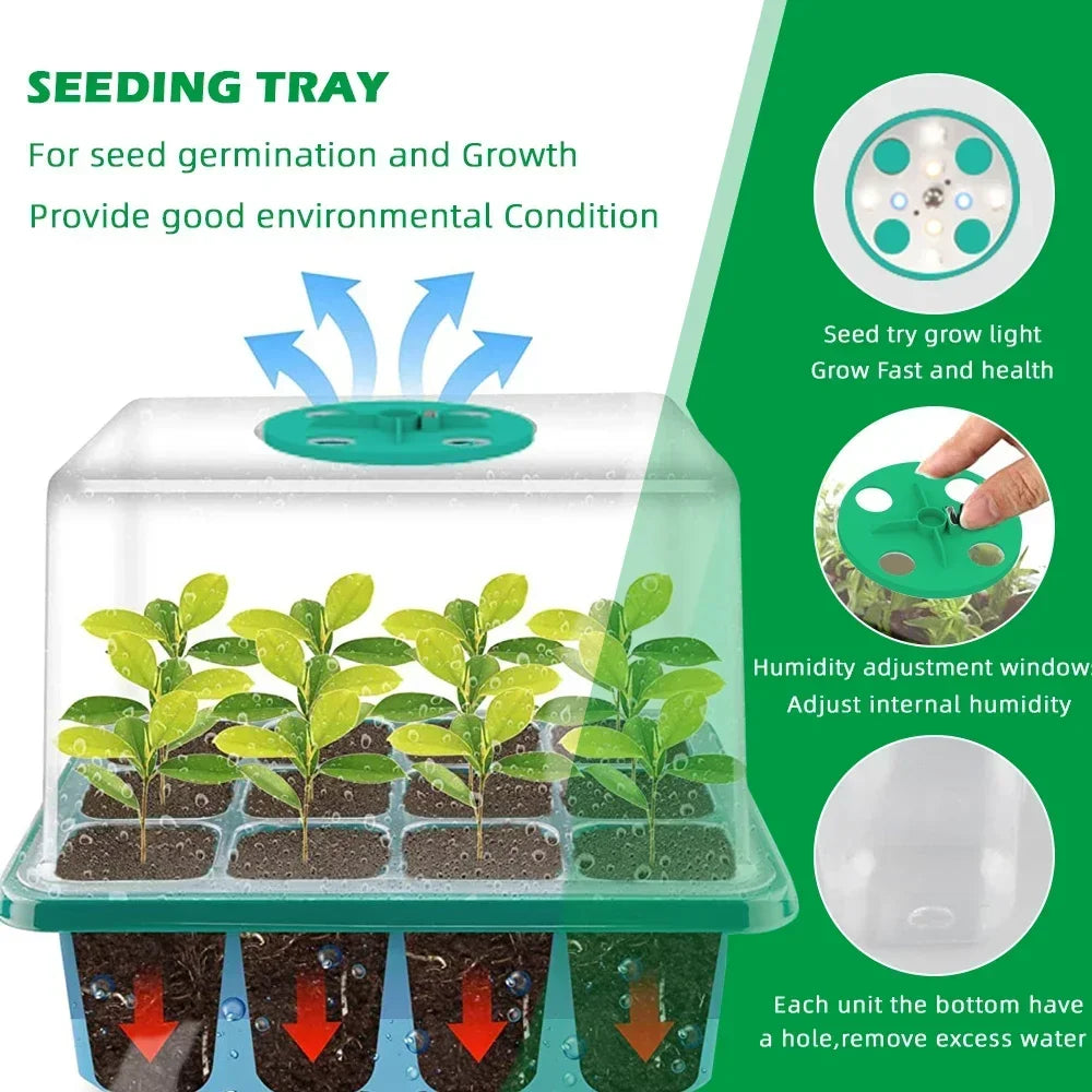 New Full Spectrum LED Growing Lamp Seed Starter Trays Greenhouse Growing Lamp for Indoor Plant Germinating Intelligent Control