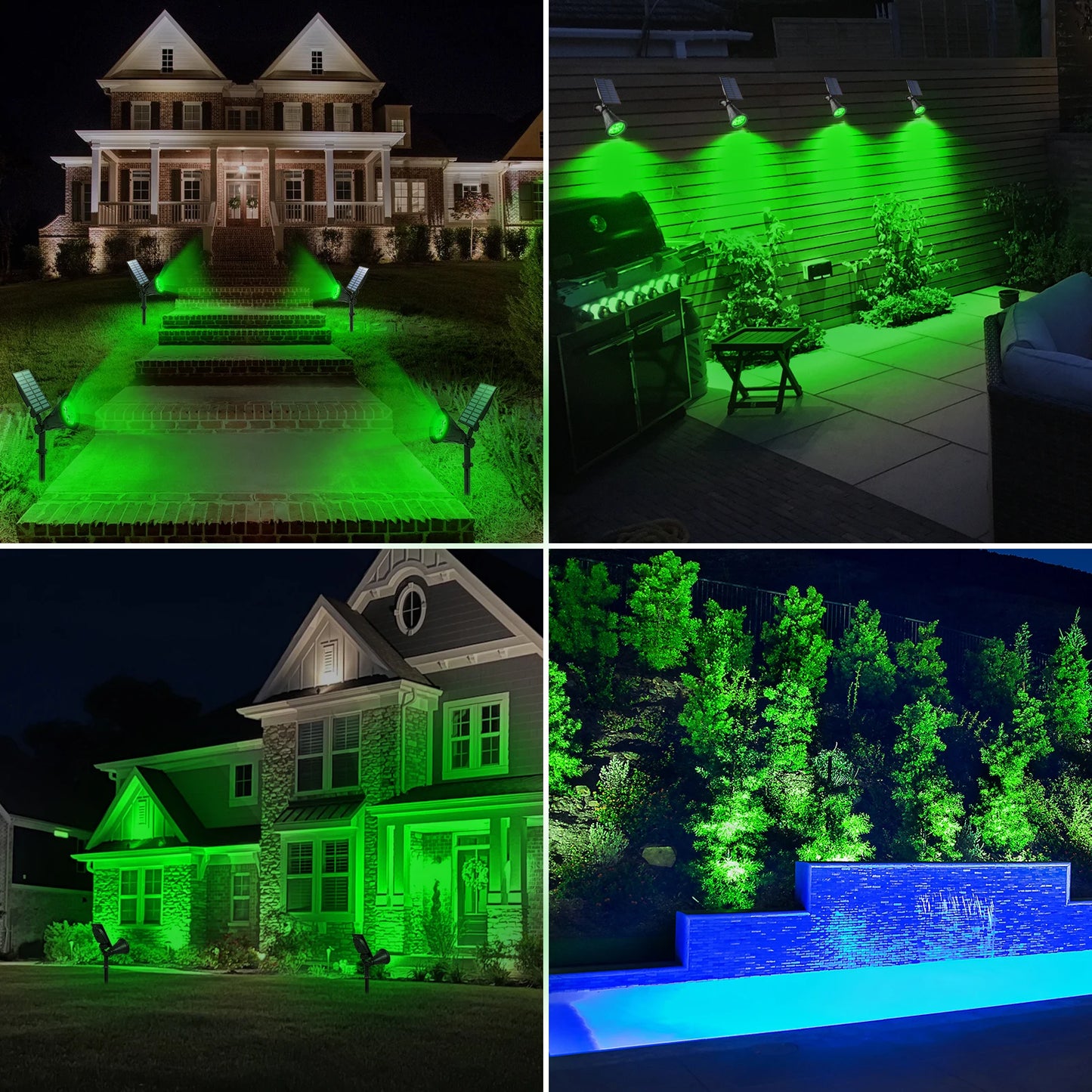 T-SUN 1/2/4 Packs Green Led Solar Lights Solar Spotlight Waterproof Solar Wall Light Solar Garden Light Solar Lamp Outdoot