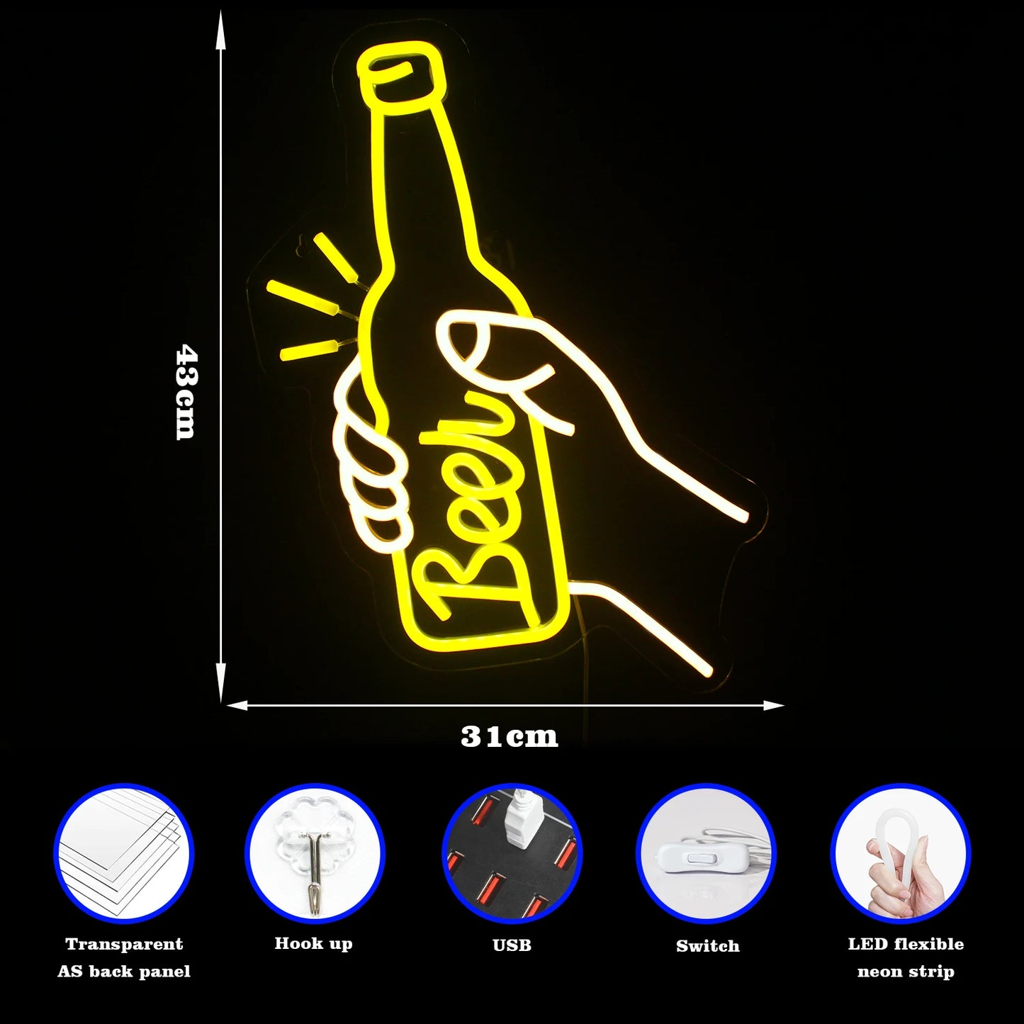 Beer Time Led Neon Sign Shop Bar Restaurant Hotel Decorative Light Neon Bedroom Wall Kitchen Personalized Decor Night Light USB