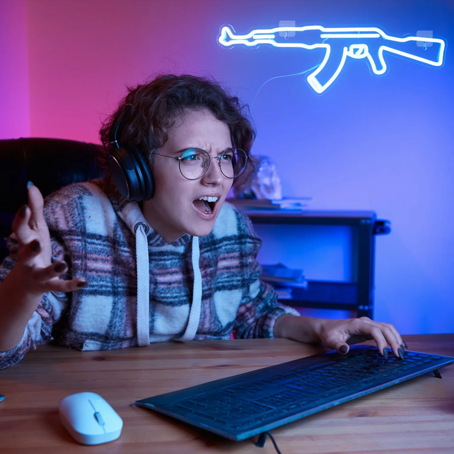 Gun Neon Sign art Neon Light Led AK 47 Cool Hanging Night Light Boys Playroom Home Store Party Personality BAR Wall Decor Lamps