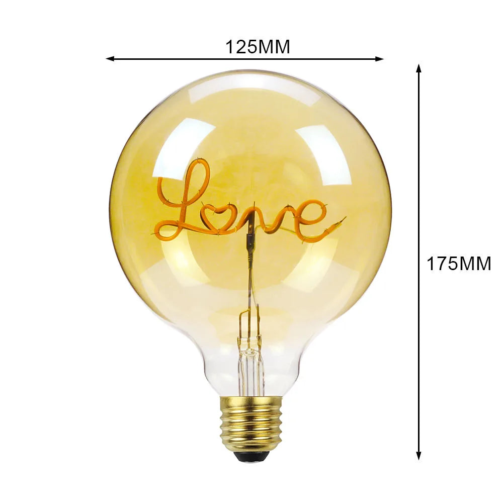 TIANFAN Led Bulbs Vintage Light Bulb Big Globe Alphabet Filament 4W Dimmable 110V 220V Edison Bulb Decorative Light Bulb