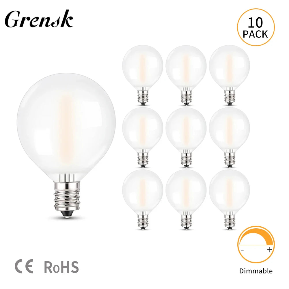 Vintage Globe Led Bulbs G40 Frosted Milky Glass 1W E12 Base 2700K Warm White Replacement Bulbs For String Light Party Decoration