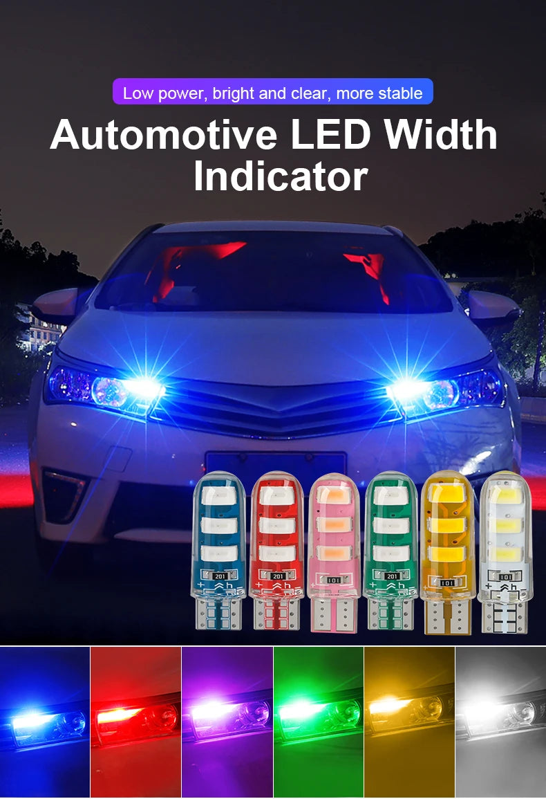 1pcs T10 W5W Led Bulb Strobe Light Super Bright Yellow Red Flashing Position Light Brake Taillight Directional Light 12V White