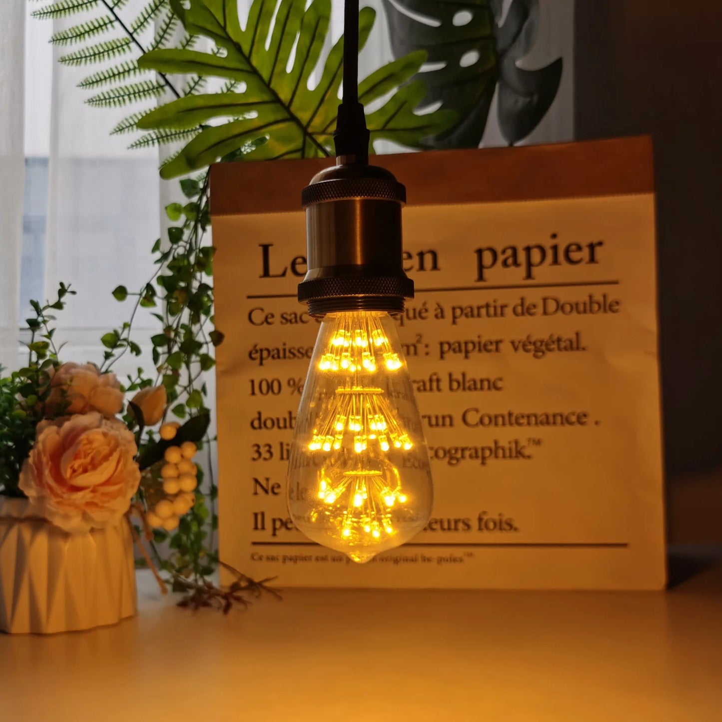 TIANFAN Edison Bulb ST64 Vintage Led Bulb 3W Starry Firework Decorative Light Bulb 110V 220V E26 E27 Teardrop