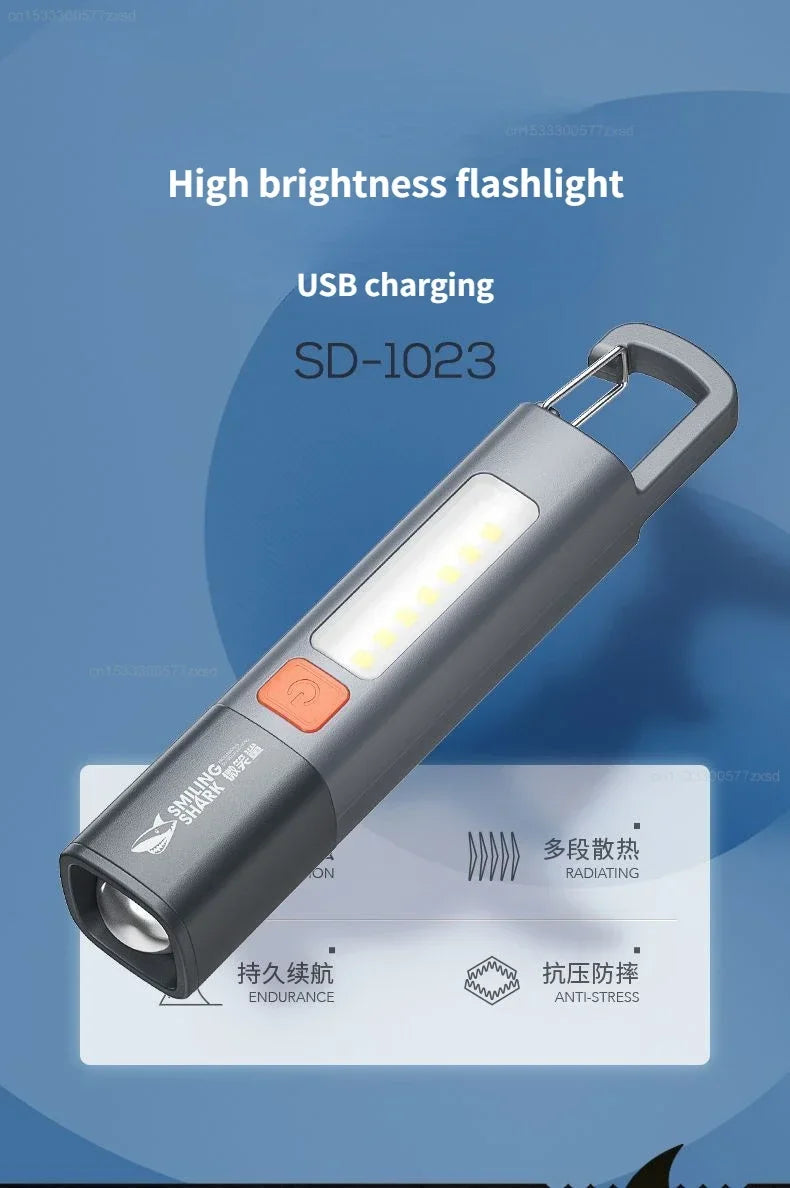 Xiaomi Outdoor Flashlight Portable Strong Light Variable Focus with Floodlight Side Lights Mini Flashlight Lamp High Brightness
