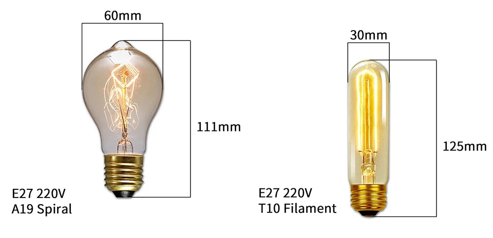 Retro Edison Bulb E27 220V 40W ST64 G80 G95 G125 Ampoule Vintage Edison Bulb Incandescent Lamp Filament Light Bulb Home Decor