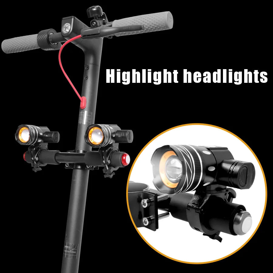 LED Lamps For Xiaomi M365 pro pro2 Headlight Zoomable for Segway Ninebot MAX G30 G30D Electric Scooter 3 Flashlight Lamp