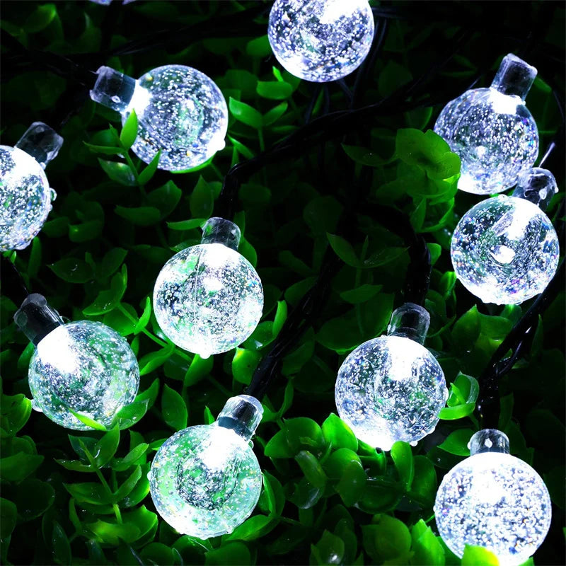5-22M Solar String Lights Outdoor 200 Led Crystal Globe Lights Waterproof Solar Festoon Fairy Light For Garden Christmas Decor