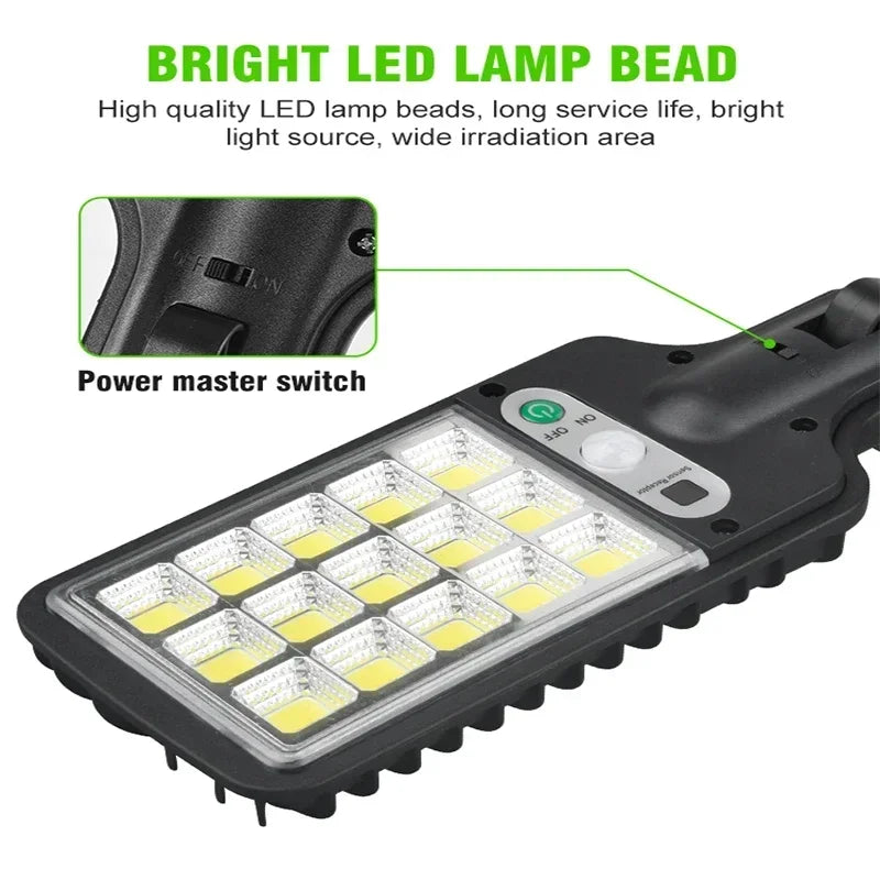 Solar Street Lights Outdoor, Solar Lamp With 3 Light Modes Waterproof Motion Sensor Security Lighting for Garden Patio Path Yard