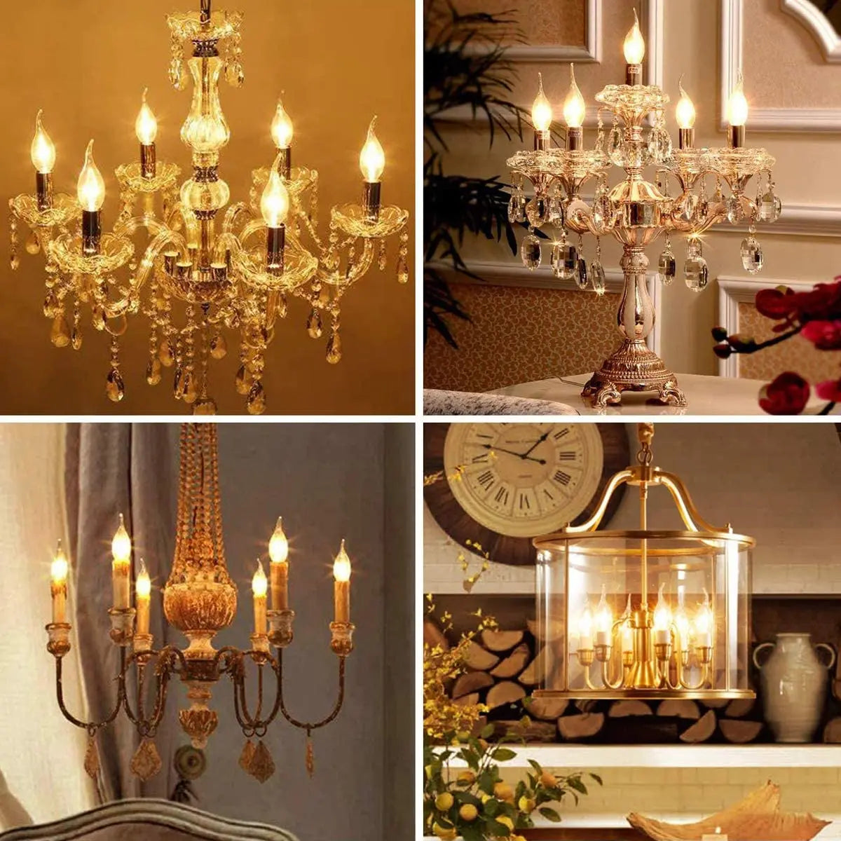 Amber Candle C35 E27 Led Bulb 220V 2W Dimmable 2000K Warm White Replaceable Chandelier Indoor Retro Filament Lamp Vintage Decor