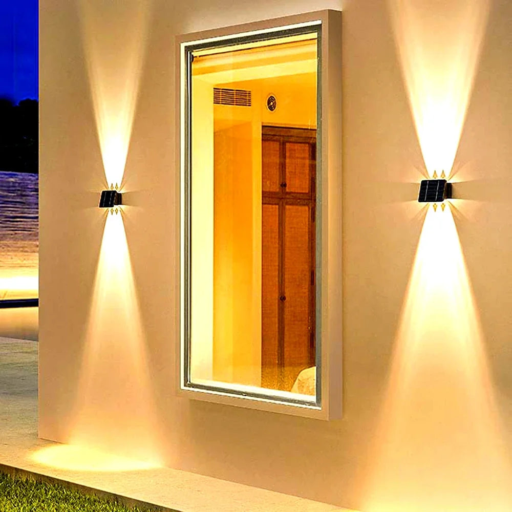 External Solar Lights Outdoor Wall Washer Sconce Facade Lamp Porch LED Light Decor Garden Solar Lighting Decoration Luminaire