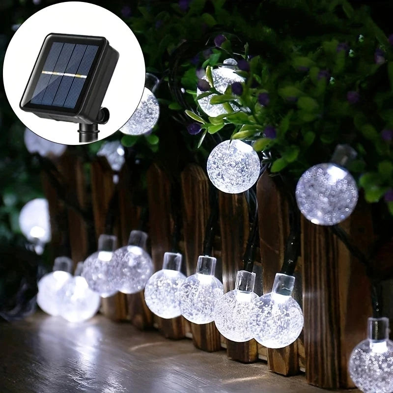 100 LED Solar String Lights Warm White Waterproof Outdoor Crystal Globe Lights for Garden Christmas Festival Decor-Multicolor