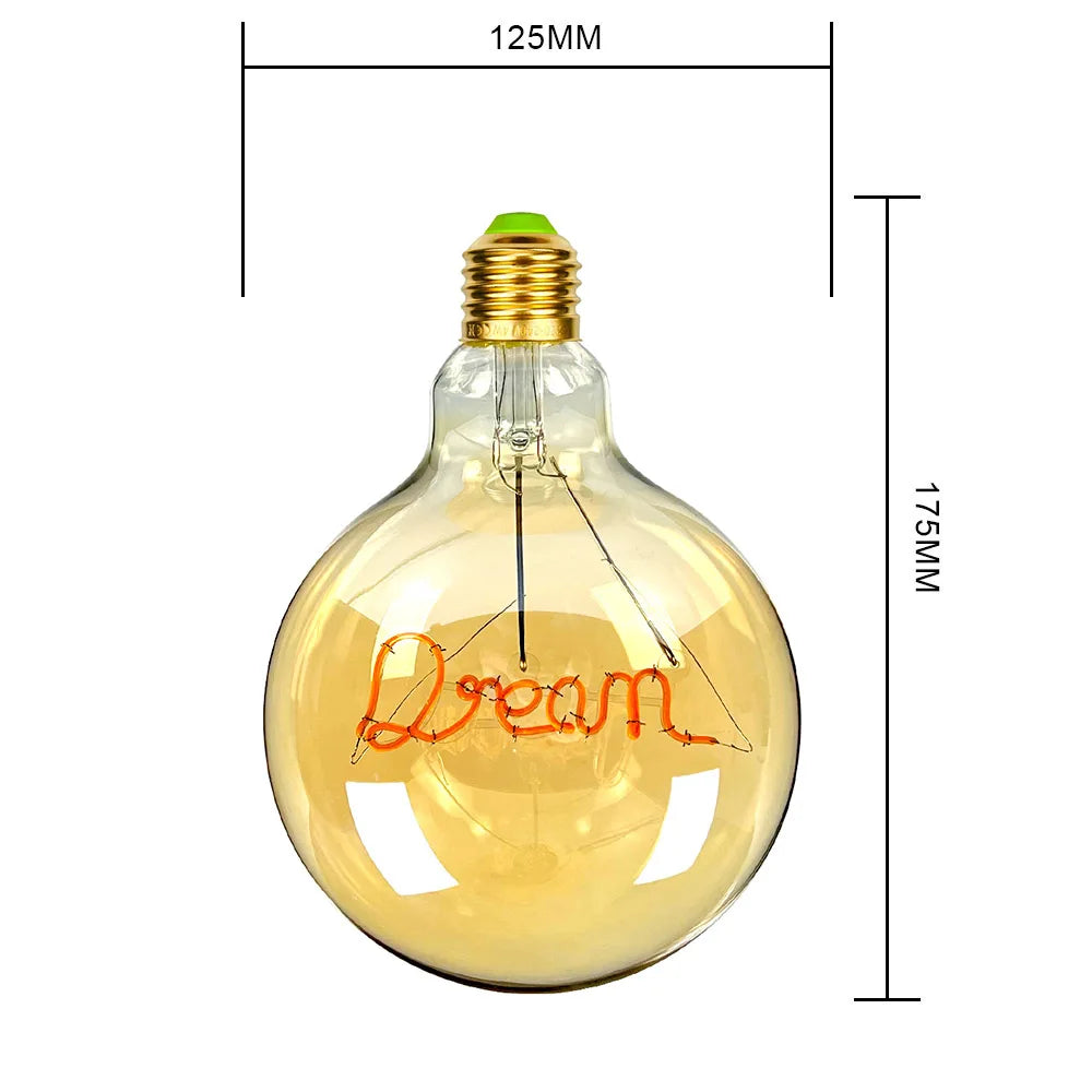 TIANFAN Vintage Led Bulb G125 Big Globe Alphabet Love Home Drem Hello 110V 220V E26 E27 Decorative Edison Bulb Pendant Bulb