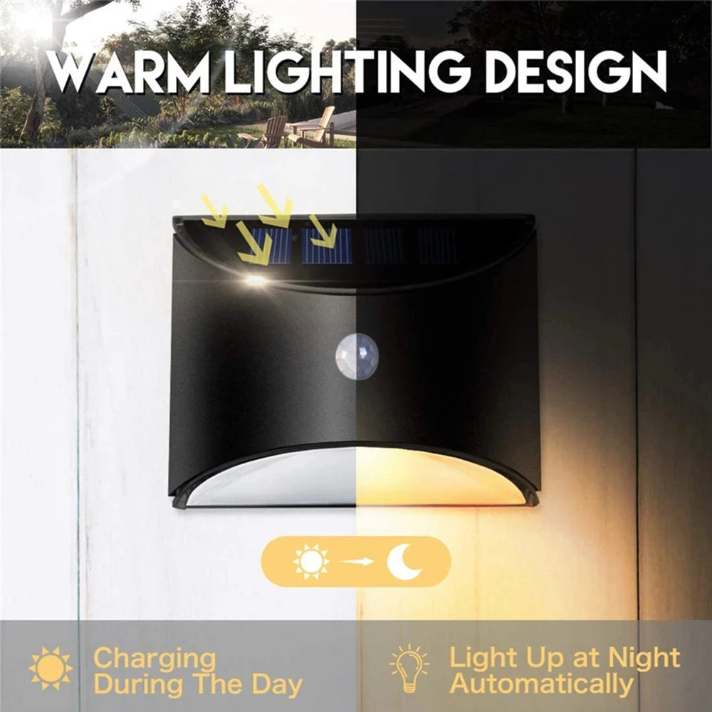 Solar LED Light Outdoor Solar Wall Lamp Waterproof Solar Powered Sconce Lights for Garden Fence Stair Step Patio Yard Decoration