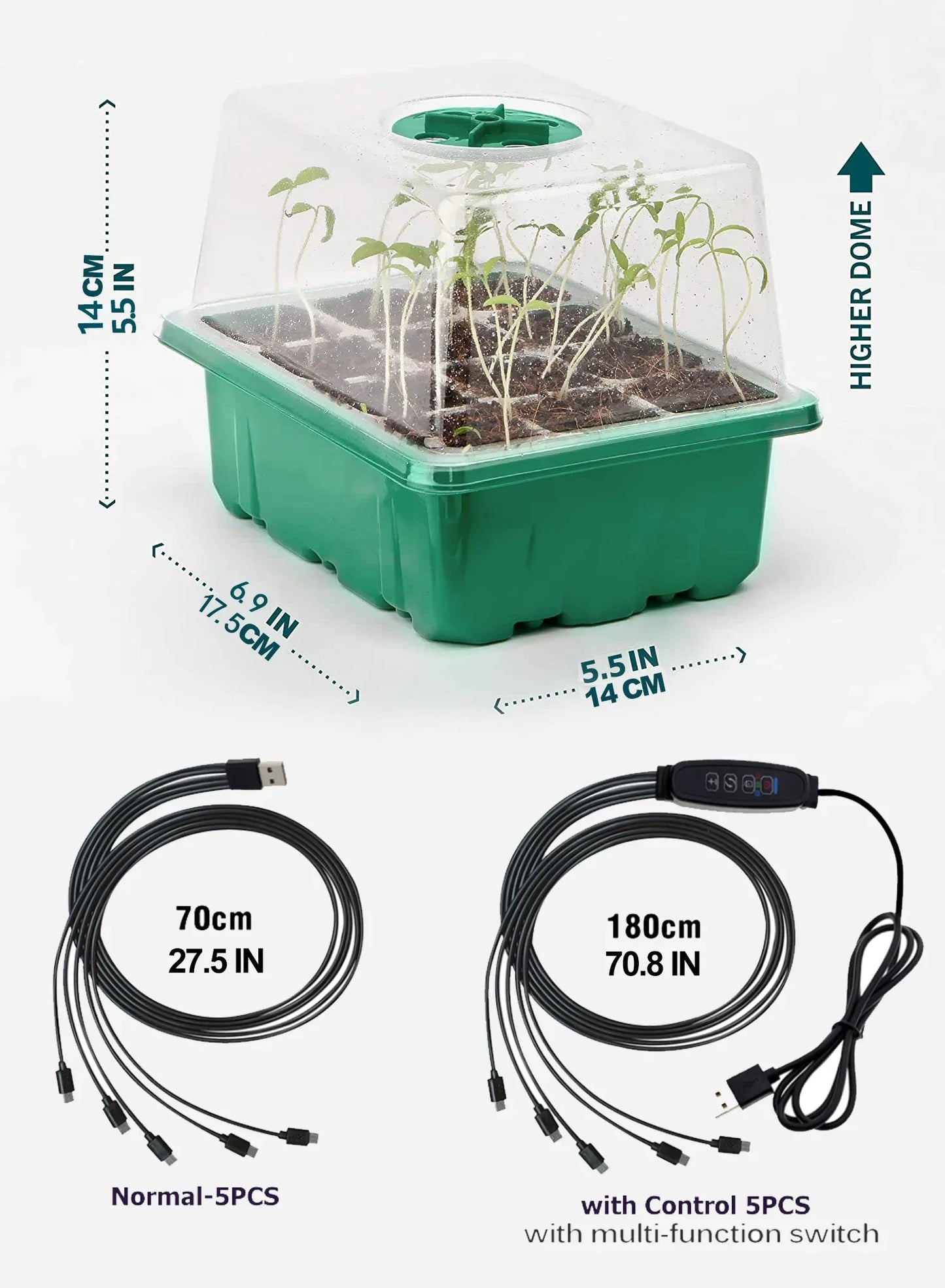 New Full Spectrum LED Growing Lamp Seed Starter Trays Greenhouse Growing Lamp for Indoor Plant Germinating Intelligent Control