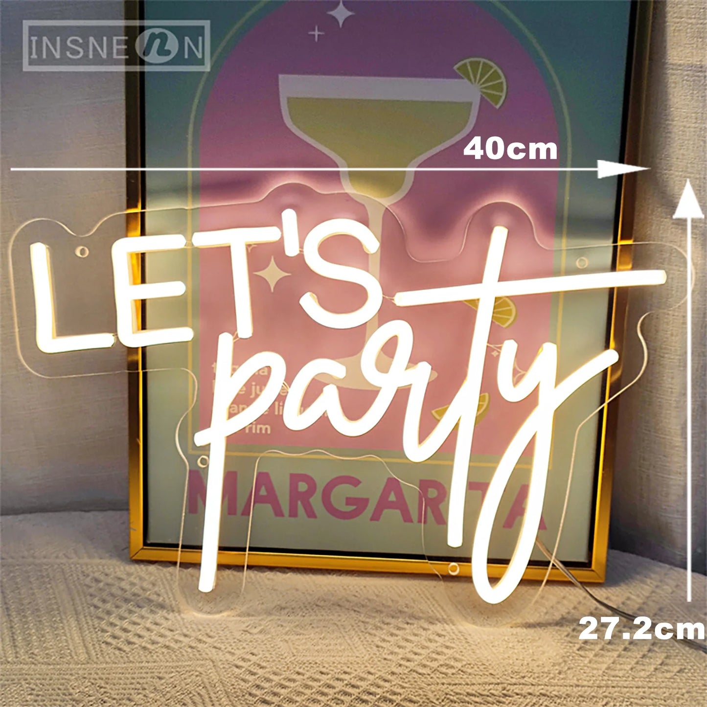 LED Neon Sign Let's Party Wedding Birthday Wall Neon Light Aesthetic Room Club Decoration for Gaming Room Holiday Gifts Neon Sig