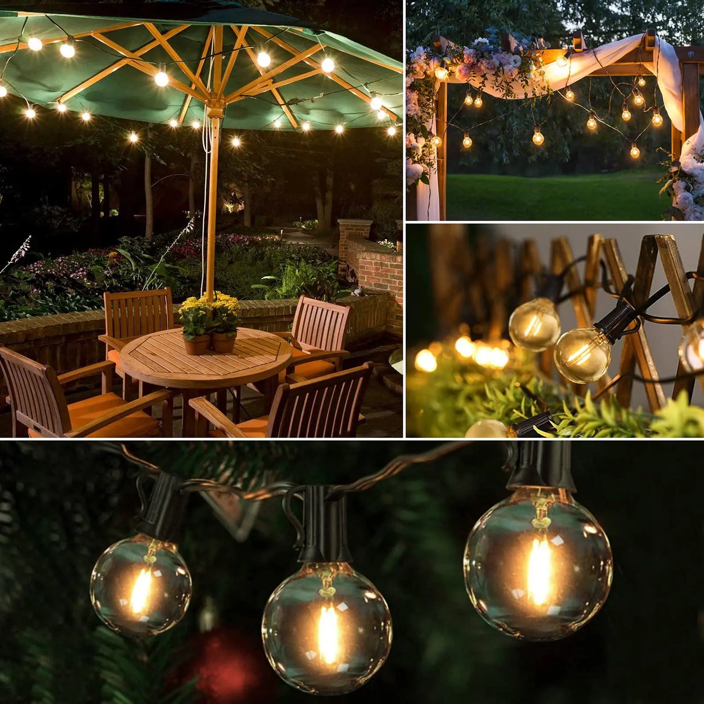 Sphoon 7.6M 50FT G40 Fairy Lights Outdoor Clear Glass Bulbs E12 C7 Base Dimmable IP44 Waterproof Patio Decorative Lights Chain