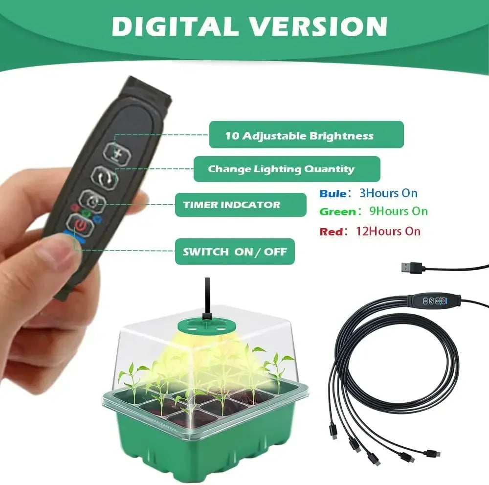 New Full Spectrum LED Growing Lamp Seed Starter Trays Greenhouse Growing Lamp for Indoor Plant Germinating Intelligent Control