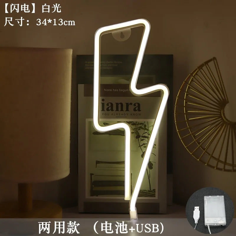 Colorful Lightning Neon Lamps Battery/USB Operation Night Lights Neon Light up Bar Bedroom Party Christmas Wedding Decoration